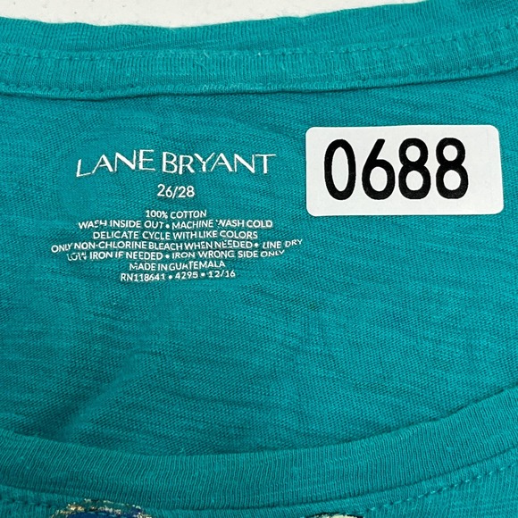 Lane Bryant Short Sleeve Scoop Neck Graphic Tee "Sunglasses" Size 26/28, Teal - Picture 3 of 6